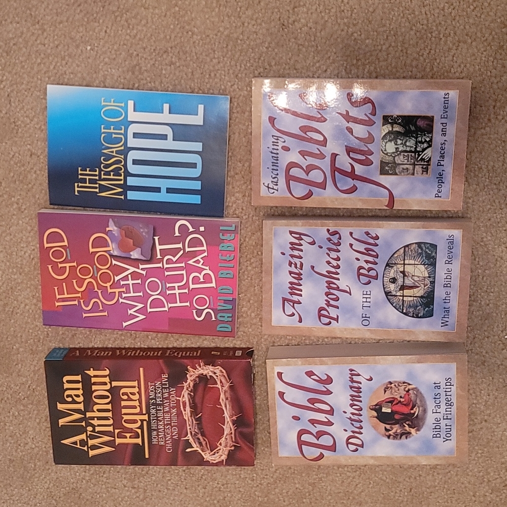 Lot of 5 Christian based books and 1 VHS tape